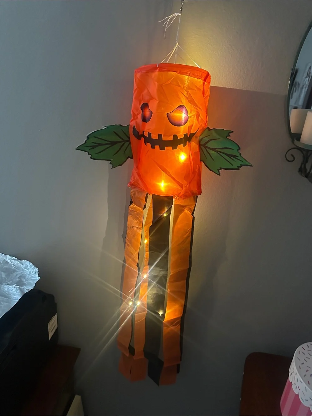 Orange Pumpkin-Light up Wind sock NWT
